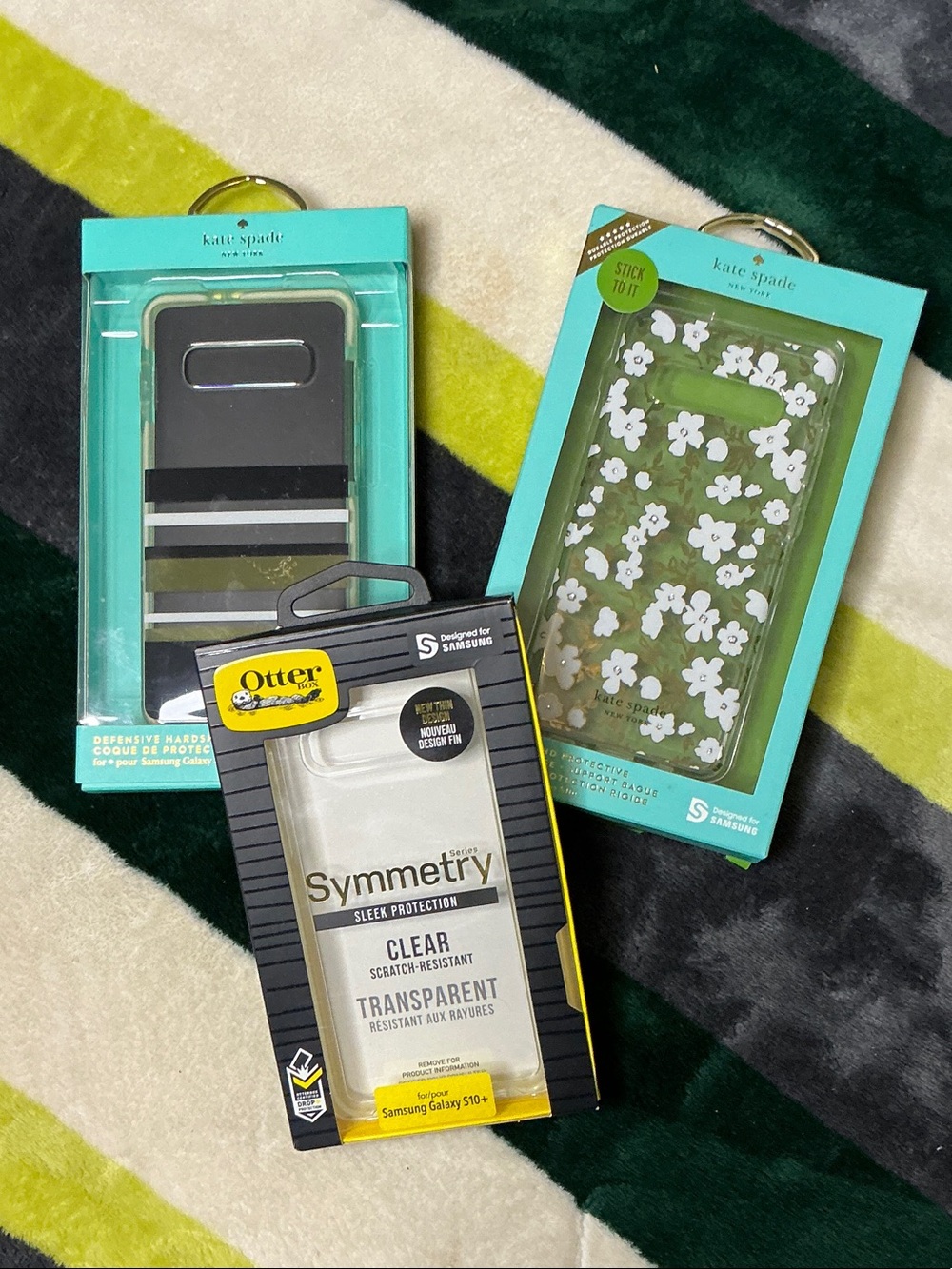 Kate Spade Green Floral Clear Samsung Case & OtterBox Symmetry Clear Case Bundle